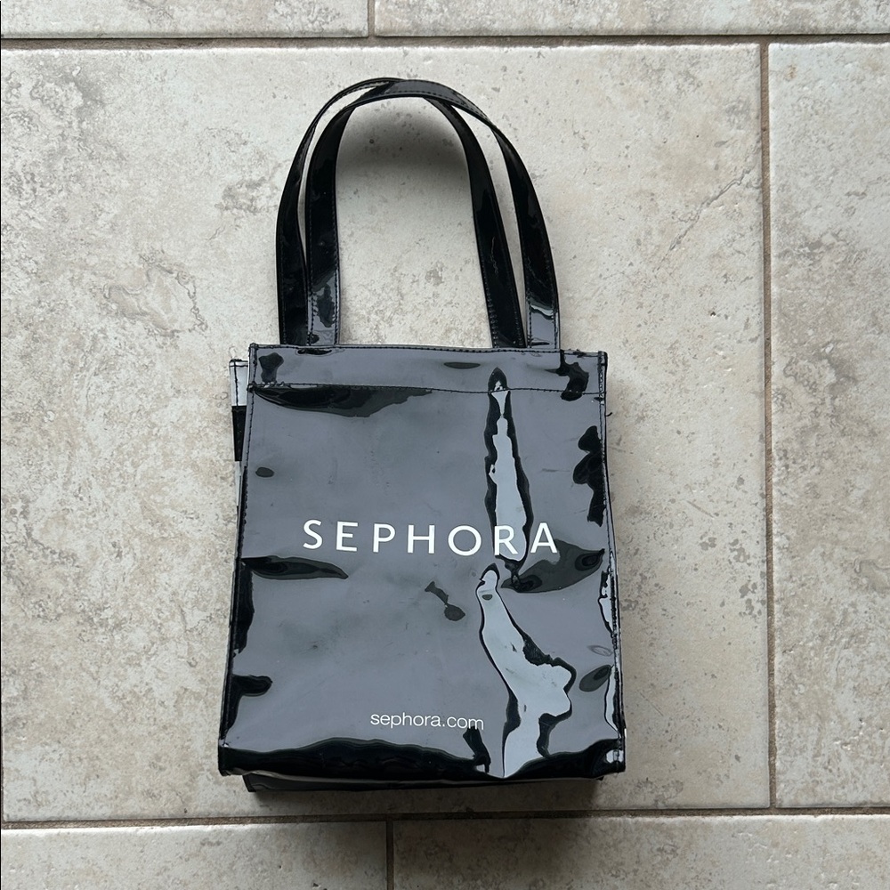 Sephora Black Glossy Cosmetic Bag